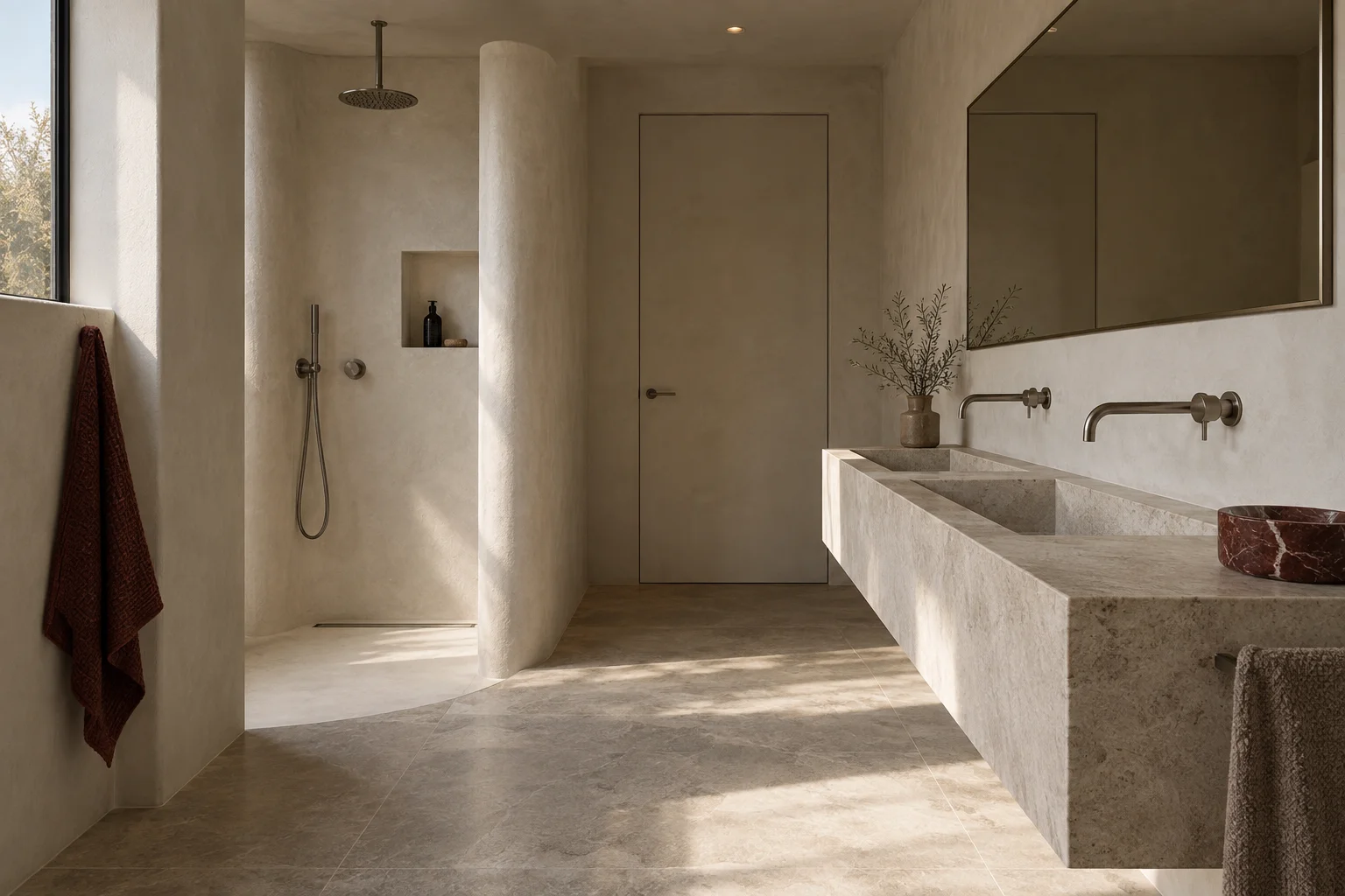 Maatwerk badkamer van natuursteen